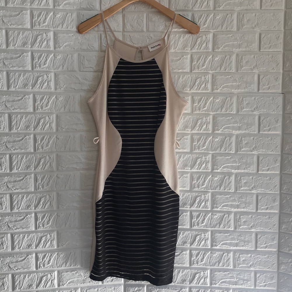 Style Rock striped panel contrast bodycon dress‎